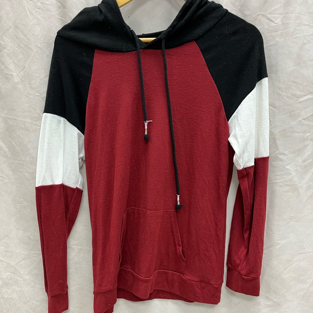 Colorblock Hoodie in Red, Black, and White